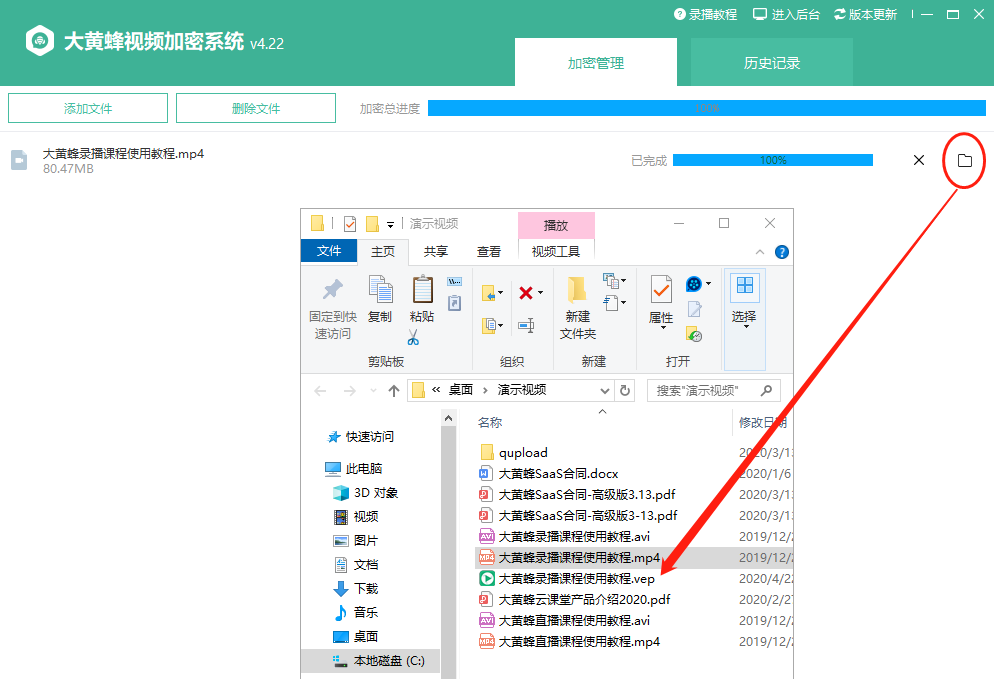 查看加密后生成的VEP视频文件
